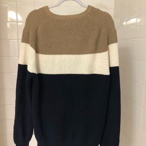 26. J. Crew Tan White Black Stripe Sweater